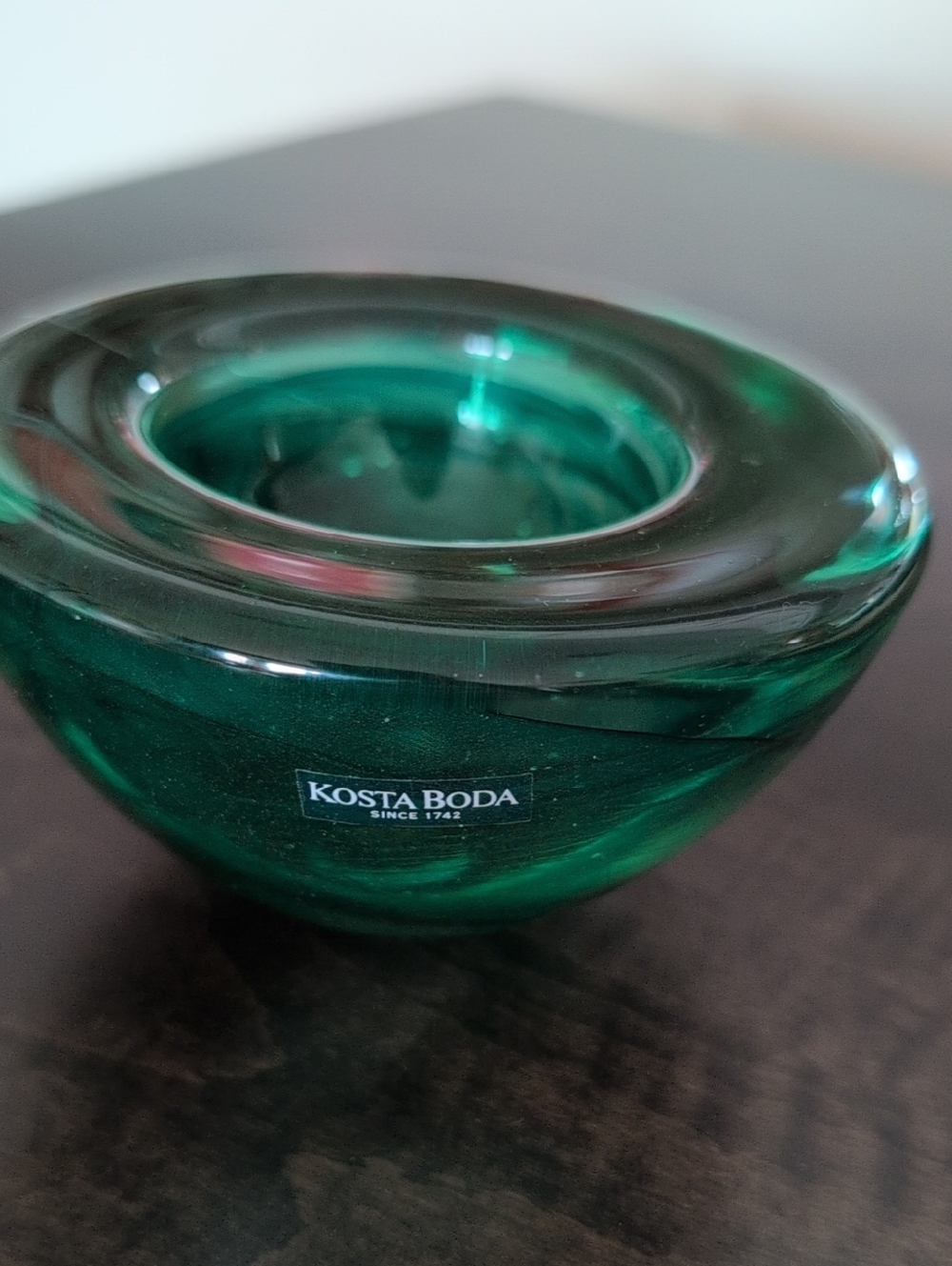 Kosta Boda Deep Emerald Glass Bowl/Candle Holder
